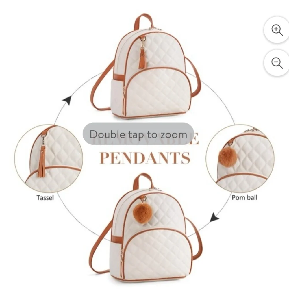 NWT ECOSUSI Ivory & Brown Mini Backpack Purse for Women